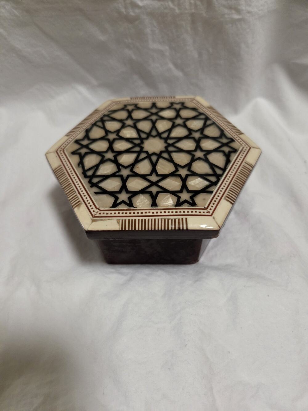 Egyptian Handmade Mother of Pearl Wooden Jewelry Box Treasury Style- Mosaic